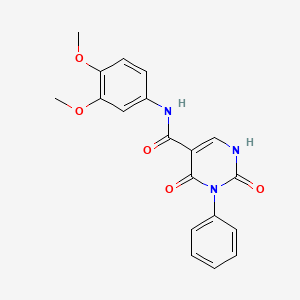 molecular formula C19H17N3O5 B2560398 N-(3,4-dimethoxyphenyl)-2,4-dioxo-3-phenyl-1,2,3,4-tetrahydropyrimidine-5-carboxamide CAS No. 863595-30-6