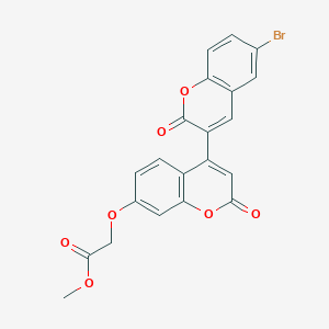 molecular formula C21H13BrO7 B2560409 methyl 2-({6-bromo-2,2'-dioxo-2H,2'H-[3,4'-bichromene]-7'-yl}oxy)acetate CAS No. 890631-35-3