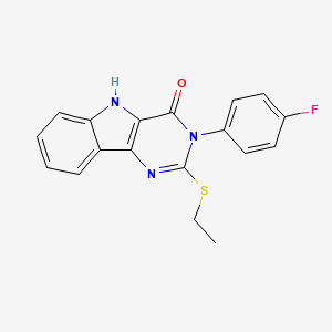 molecular formula C18H14FN3OS B2560420 2-ethylsulfanyl-3-(4-fluorophenyl)-5H-pyrimido[5,4-b]indol-4-one CAS No. 536711-68-9