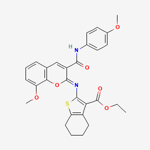 molecular formula C29H28N2O6S B2560451 (Z)-ethyl 2-((8-methoxy-3-((4-methoxyphenyl)carbamoyl)-2H-chromen-2-ylidene)amino)-4,5,6,7-tetrahydrobenzo[b]thiophene-3-carboxylate CAS No. 330663-45-1