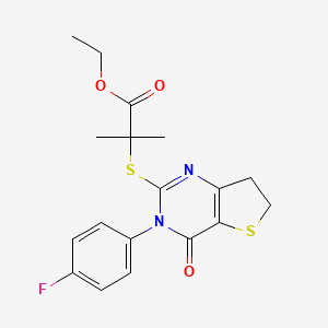 Ethyl 2-((3-(4-fluorophenyl)-4-oxo-3,4,6,7-tetrahydrothieno[3,2-d]pyrimidin-2-yl)thio)-2-methylpropanoate