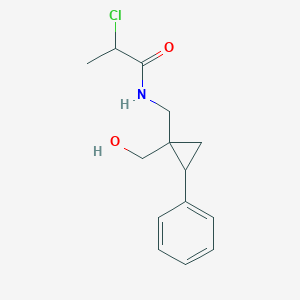 molecular formula C14H18ClNO2 B2560464 2-Chloro-N-[[1-(hydroxymethyl)-2-phenylcyclopropyl]methyl]propanamide CAS No. 2411198-61-1