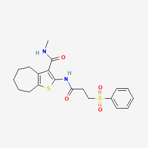 2-[3-(benzenesulfonyl)propanoylamino]-N-methyl-5,6,7,8-tetrahydro-4H-cyclohepta[b]thiophene-3-carboxamide
