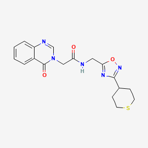 2-(4-oxoquinazolin-3(4H)-yl)-N-((3-(tetrahydro-2H-thiopyran-4-yl)-1,2,4-oxadiazol-5-yl)methyl)acetamide