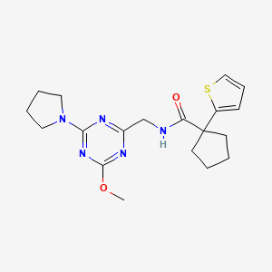 N-((4-methoxy-6-(pyrrolidin-1-yl)-1,3,5-triazin-2-yl)methyl)-1-(thiophen-2-yl)cyclopentanecarboxamide