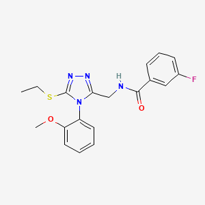N-[[5-ethylsulfanyl-4-(2-methoxyphenyl)-1,2,4-triazol-3-yl]methyl]-3-fluorobenzamide