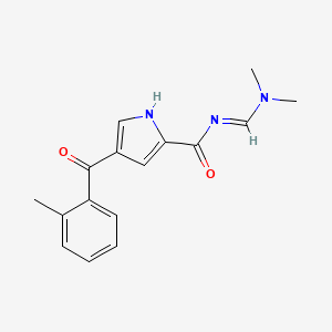 molecular formula C16H17N3O2 B2560493 N-[(E)-(dimethylamino)methylidene]-4-(2-methylbenzoyl)-1H-pyrrole-2-carboxamide CAS No. 478249-47-7