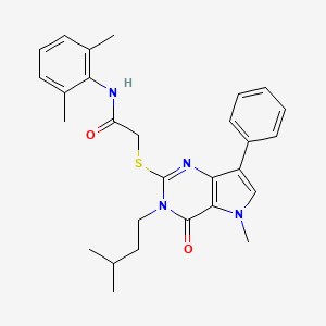 molecular formula C28H32N4O2S B2560502 N-(2,6-dimethylphenyl)-2-{[5-methyl-3-(3-methylbutyl)-4-oxo-7-phenyl-3H,4H,5H-pyrrolo[3,2-d]pyrimidin-2-yl]sulfanyl}acetamide CAS No. 1115458-38-2