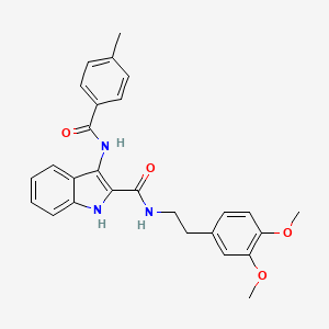 molecular formula C27H27N3O4 B2560506 N-[2-(3,4-dimethoxyphenyl)ethyl]-3-(4-methylbenzamido)-1H-indole-2-carboxamide CAS No. 1030126-53-4