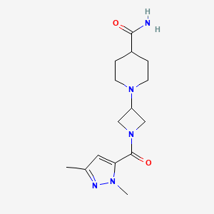 1-(1-(1,3-dimethyl-1H-pyrazole-5-carbonyl)azetidin-3-yl)piperidine-4-carboxamide