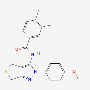 molecular formula C21H21N3O2S B2560522 N-[2-(4-methoxyphenyl)-2H,4H,6H-thieno[3,4-c]pyrazol-3-yl]-3,4-dimethylbenzamide CAS No. 392255-95-7