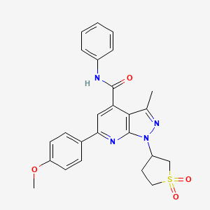molecular formula C25H24N4O4S B2560526 1-(1,1-dioxidotetrahydrothiophen-3-yl)-6-(4-methoxyphenyl)-3-methyl-N-phenyl-1H-pyrazolo[3,4-b]pyridine-4-carboxamide CAS No. 1021250-37-2