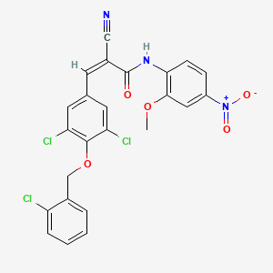 molecular formula C24H16Cl3N3O5 B2560542 (Z)-2-Cyano-3-[3,5-dichloro-4-[(2-chlorophenyl)methoxy]phenyl]-N-(2-methoxy-4-nitrophenyl)prop-2-enamide CAS No. 380563-67-7