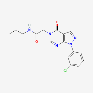 molecular formula C16H16ClN5O2 B2560549 2-[1-(3-chlorophenyl)-4-oxo-1H,4H,5H-pyrazolo[3,4-d]pyrimidin-5-yl]-N-propylacetamide CAS No. 895019-49-5