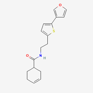 molecular formula C17H19NO2S B2560589 N-(2-(5-(furan-3-yl)thiophen-2-yl)ethyl)cyclohex-3-enecarboxamide CAS No. 2034255-39-3