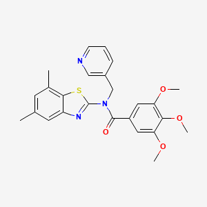 molecular formula C25H25N3O4S B2560594 N-(5,7-dimethylbenzo[d]thiazol-2-yl)-3,4,5-trimethoxy-N-(pyridin-3-ylmethyl)benzamide CAS No. 895422-80-7