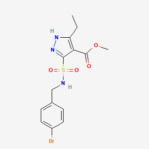 molecular formula C14H16BrN3O4S B2560598 methyl 5-(N-(4-bromobenzyl)sulfamoyl)-3-ethyl-1H-pyrazole-4-carboxylate CAS No. 1324012-16-9