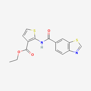 molecular formula C15H12N2O3S2 B2560600 ethyl 2-(1,3-benzothiazole-6-amido)thiophene-3-carboxylate CAS No. 864940-55-6