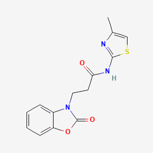 molecular formula C14H13N3O3S B2560613 N-(4-methyl-1,3-thiazol-2-yl)-3-(2-oxo-1,3-benzoxazol-3(2H)-yl)propanamide CAS No. 851989-48-5
