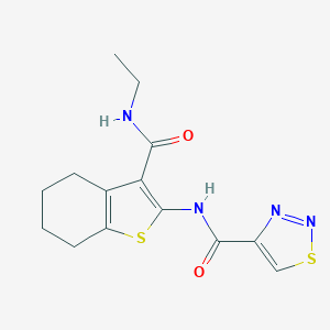 molecular formula C14H16N4O2S2 B256063 N-[3-(ethylcarbamoyl)-4,5,6,7-tetrahydro-1-benzothiophen-2-yl]-1,2,3-thiadiazole-4-carboxamide 