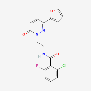 molecular formula C17H13ClFN3O3 B2560631 2-chloro-6-fluoro-N-{2-[3-(furan-2-yl)-6-oxo-1,6-dihydropyridazin-1-yl]ethyl}benzamide CAS No. 946211-85-4