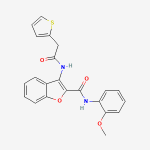 molecular formula C22H18N2O4S B2560632 N-(2-methoxyphenyl)-3-(2-(thiophen-2-yl)acetamido)benzofuran-2-carboxamide CAS No. 862830-23-7