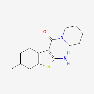 molecular formula C15H22N2OS B2560648 6-Methyl-3-(piperidin-1-ylcarbonyl)-4,5,6,7-tetrahydro-1-benzothien-2-ylamine CAS No. 512826-70-9