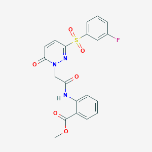 molecular formula C20H16FN3O6S B2560682 methyl 2-{2-[3-(3-fluorobenzenesulfonyl)-6-oxo-1,6-dihydropyridazin-1-yl]acetamido}benzoate CAS No. 1251683-54-1