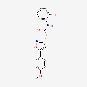 molecular formula C18H15FN2O3 B2560696 N-(2-fluorophenyl)-2-[5-(4-methoxyphenyl)-1,2-oxazol-3-yl]acetamide CAS No. 953205-70-4