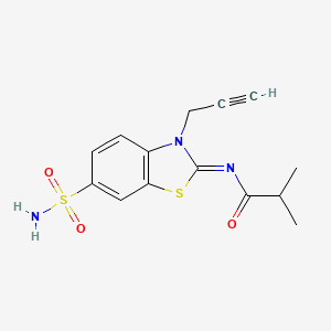 molecular formula C14H15N3O3S2 B2560708 2-methyl-N-[(2Z)-3-(prop-2-yn-1-yl)-6-sulfamoyl-2,3-dihydro-1,3-benzothiazol-2-ylidene]propanamide CAS No. 865182-42-9