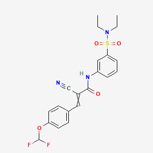 molecular formula C21H21F2N3O4S B2560762 2-cyano-N-[3-(diethylsulfamoyl)phenyl]-3-[4-(difluoromethoxy)phenyl]prop-2-enamide CAS No. 326031-14-5