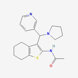 molecular formula C20H25N3OS B2560795 N-(3-(pyridin-3-yl(pyrrolidin-1-yl)methyl)-4,5,6,7-tetrahydrobenzo[b]thiophen-2-yl)acetamide CAS No. 690640-68-7