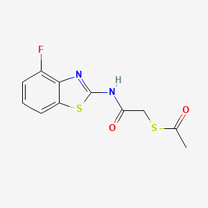 molecular formula C11H9FN2O2S2 B2560806 S-(2-((4-fluorobenzo[d]thiazol-2-yl)amino)-2-oxoethyl) ethanethioate CAS No. 955741-38-5
