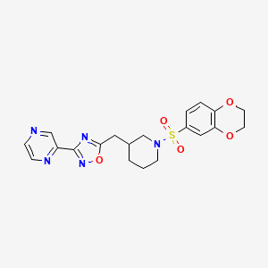 5-((1-((2,3-Dihydrobenzo[b][1,4]dioxin-6-yl)sulfonyl)piperidin-3-yl)methyl)-3-(pyrazin-2-yl)-1,2,4-oxadiazole
