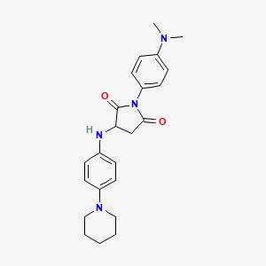 molecular formula C23H28N4O2 B2560833 1-(4-(Dimethylamino)phenyl)-3-((4-(piperidin-1-yl)phenyl)amino)pyrrolidine-2,5-dione CAS No. 1008660-37-4