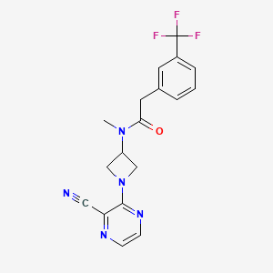 molecular formula C18H16F3N5O B2560848 N-[1-(3-Cyanopyrazin-2-yl)azetidin-3-yl]-N-methyl-2-[3-(trifluoromethyl)phenyl]acetamide CAS No. 2380178-41-4