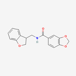 molecular formula C17H15NO4 B2560855 N-[(2,3-dihydro-1-benzofuran-3-yl)methyl]-2H-1,3-benzodioxole-5-carboxamide CAS No. 1791058-10-0