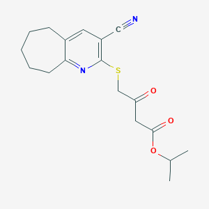 molecular formula C18H22N2O3S B2560890 propan-2-yl 4-({3-cyano-5H,6H,7H,8H,9H-cyclohepta[b]pyridin-2-yl}sulfanyl)-3-oxobutanoate CAS No. 488725-51-5