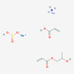molecular formula C9H19NNaO8S+ B025609 2-Propenoic acid, telomer with 2-hydroxy-propyl 2-propenoate and sodium hydrogen sulfite, ammonium s CAS No. 100486-98-4
