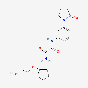 molecular formula C20H27N3O5 B2560920 N-{[1-(2-hydroxyethoxy)cyclopentyl]methyl}-N'-[3-(2-oxopyrrolidin-1-yl)phenyl]ethanediamide CAS No. 2176270-82-7