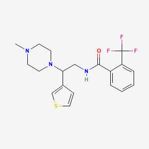 molecular formula C19H22F3N3OS B2560925 N-[2-(4-methylpiperazin-1-yl)-2-(thiophen-3-yl)ethyl]-2-(trifluoromethyl)benzamide CAS No. 946199-15-1