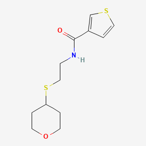 molecular formula C12H17NO2S2 B2560934 N-[2-(oxan-4-ylsulfanyl)ethyl]thiophene-3-carboxamide CAS No. 2034262-99-0