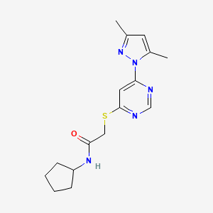 molecular formula C16H21N5OS B2560941 N-cyclopentyl-2-((6-(3,5-dimethyl-1H-pyrazol-1-yl)pyrimidin-4-yl)thio)acetamide CAS No. 1251670-03-7