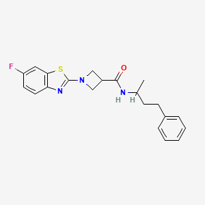 molecular formula C21H22FN3OS B2560983 1-(6-fluoro-1,3-benzothiazol-2-yl)-N-(4-phenylbutan-2-yl)azetidine-3-carboxamide CAS No. 1396871-50-3