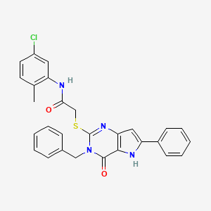 molecular formula C28H23ClN4O2S B2561009 2-({3-benzyl-4-oxo-6-phenyl-3H,4H,5H-pyrrolo[3,2-d]pyrimidin-2-yl}sulfanyl)-N-(5-chloro-2-methylphenyl)acetamide CAS No. 1115286-60-6