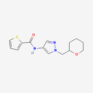 molecular formula C14H17N3O2S B2561024 N-{1-[(oxan-2-yl)methyl]-1H-pyrazol-4-yl}thiophene-2-carboxamide CAS No. 2034556-87-9