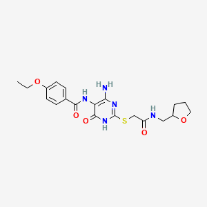 N-(4-amino-6-oxo-2-((2-oxo-2-(((tetrahydrofuran-2-yl)methyl)amino)ethyl)thio)-1,6-dihydropyrimidin-5-yl)-4-ethoxybenzamide