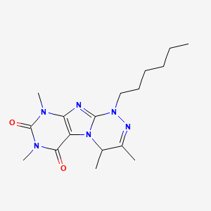 1-Hexyl-3,4,7,9-tetramethyl-5,7,9-trihydro-4H-1,2,4-triazino[4,3-h]purine-6,8-dione