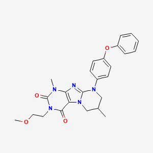 3-(2-methoxyethyl)-1,7-dimethyl-9-(4-phenoxyphenyl)-6,7,8,9-tetrahydropyrimido[2,1-f]purine-2,4(1H,3H)-dione