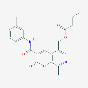 (8-methyl-2-oxo-3-(m-tolylcarbamoyl)-2H-pyrano[2,3-c]pyridin-5-yl)methyl butyrate